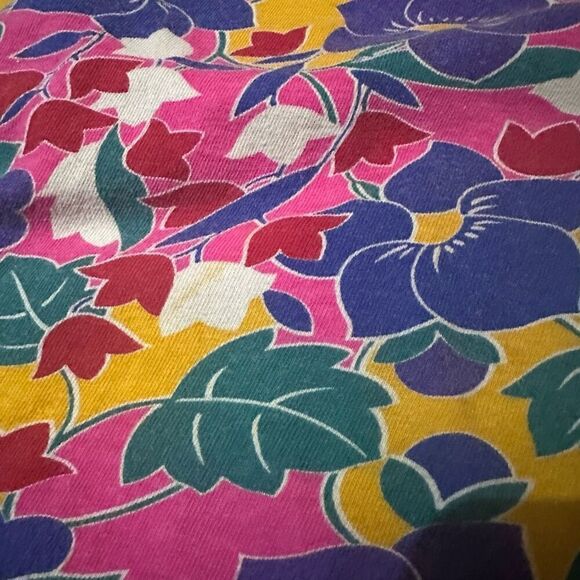 Vintage Gitano Girls Floral Ringer Shirt Pink Girls Size L 14 Cotton Retro 90s - Picture 8 of 11